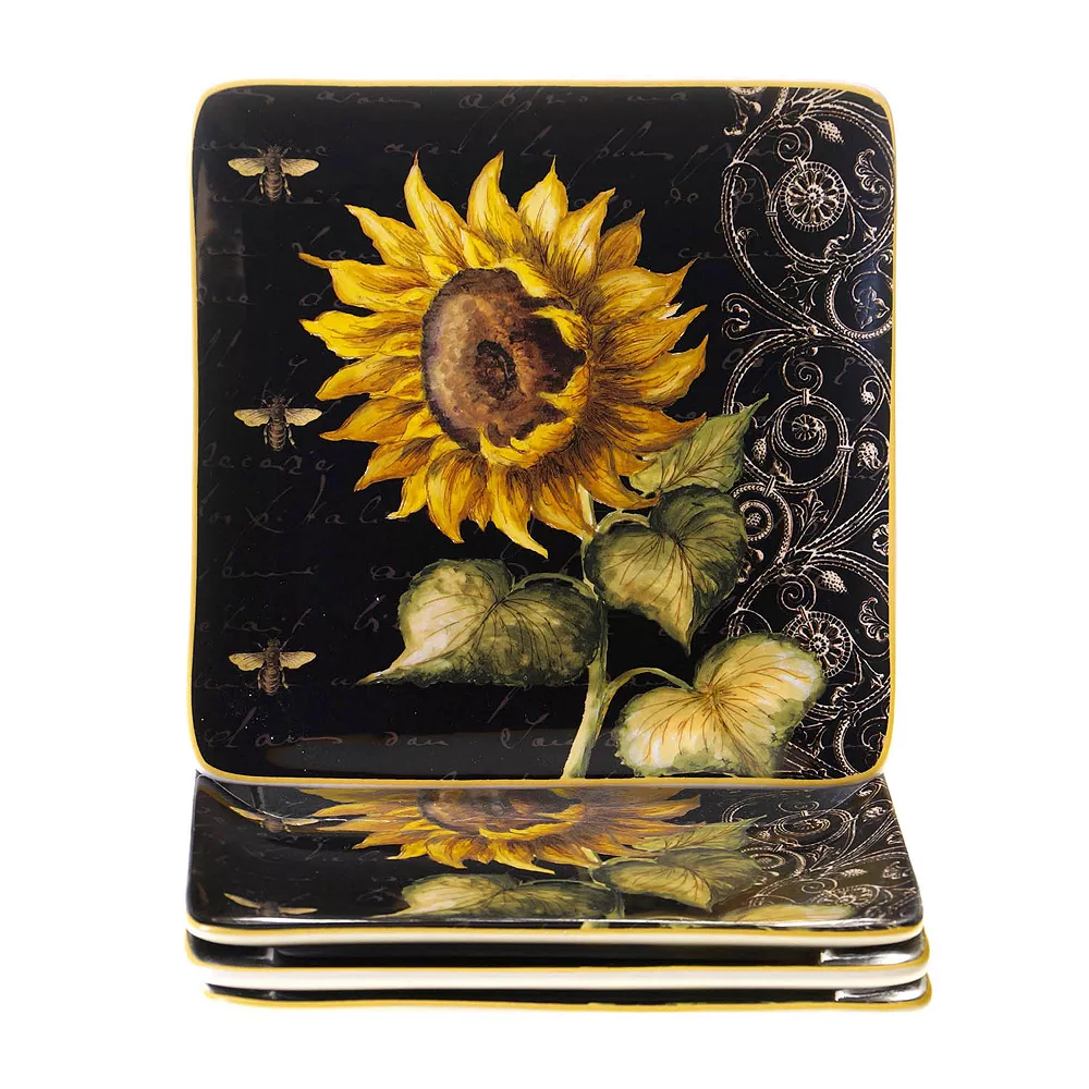 Certified International French Sunflowers 4-pc. Square Salad Plate Set 1 Certified International French Sunflowers 4-pc. Square Salad Plate Set