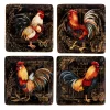 Certified International Gilded Rooster 4-piece Canape Plate Set