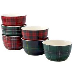 CERTIFIED INTL Certified International Christmas Plaid 6-pc. Ice Cream Bowl Set