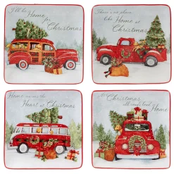 Certified International Home For Christmas 4-piece Dessert Plate Set