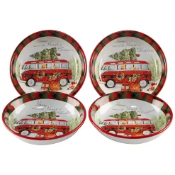 Certified International Home For Christmas 4-piece Soup / Pasta Bowl Set