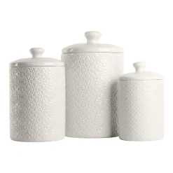 10 Strawberry Street Hampton Embossed 3-pc. Ceramic Canister Set