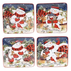 Certified International Magic Of Christmas Snowman 4-pc. Canape Plate Set