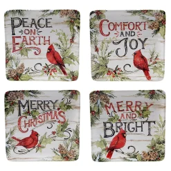 Certified International Evergreen Christmas 4-pc. Dessert Plate Set