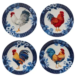 Certified International Indigo Rooster 4-pc. Dinner Plate Set