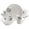 Gibson Netherwood 12 Piece Round Glaze Dinnerware Plates, Bowls, And Mugs, White
