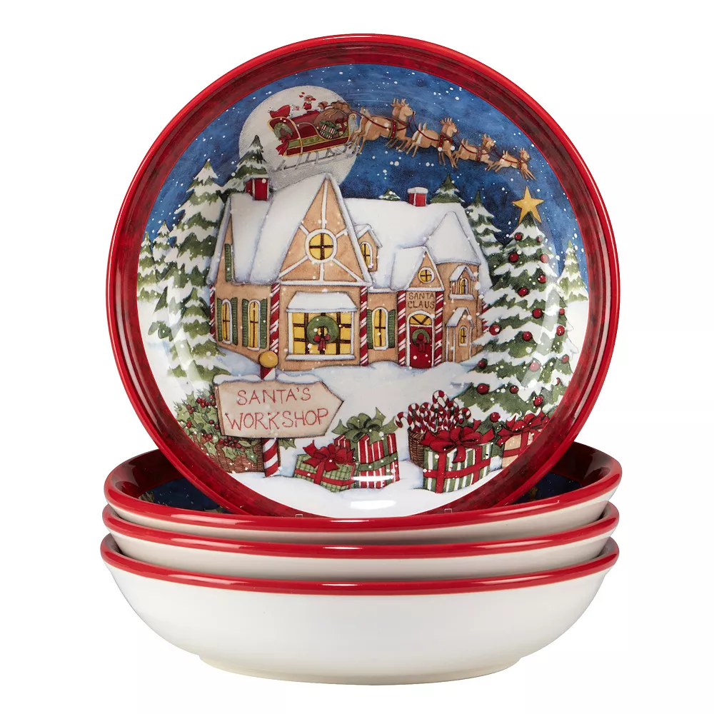 Certified International Santa's Workshop 4-pc. Soup Bowl Set 1 Certified International Santa's Workshop 4-pc. Soup Bowl Set
