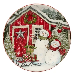 Certified International Snowman's Farmhouse 4-pc. Dessert Plate Set 7 Certified International Snowman's Farmhouse 4-pc. Dessert Plate Set -Mikasa Sales 5178445 ALT3