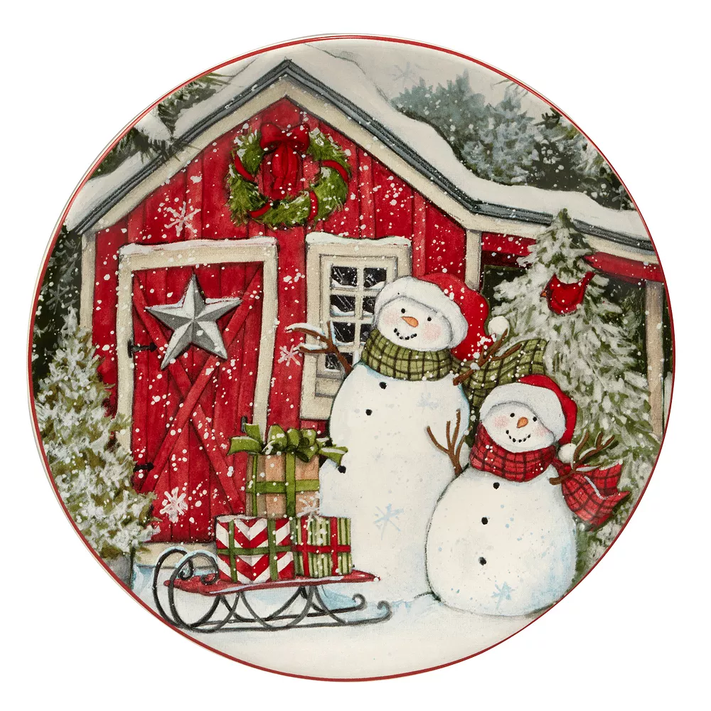 Certified International Snowman's Farmhouse 4-pc. Dessert Plate Set 4 Certified International Snowman's Farmhouse 4-pc. Dessert Plate Set - Image 4