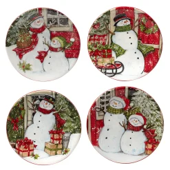 Certified International Snowman's Farmhouse 4-pc. Canape Plate Set