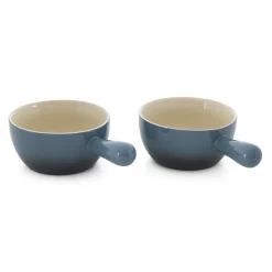 Gibson Living Crock-Pot 22oz Artisan Stoneware Soup Bowl W/ Handle, 2-Pack, Gray Gradient