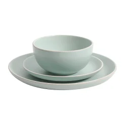 Gibson Living Gibson Rockaway 12 Piece Stoneware Dinnerware Set, Plates & Bowls, Matte Teal -Mikasa Sales 5764618 ALT2