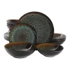Gibson Living Gibson Elite Kyoto 16 Piece Double Bowl Dinnerware Set, Service For 4, Teal