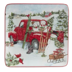 Certified International Red Truck Snowman 4-pc. Dessert Plate Set -Mikasa Sales 5829251 ALT3