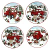 Certified International Red Truck Snowman 4-pc. Canape Plate Set