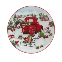 Certified International Red Truck Snowman 4-pc. Canape Plate Set -Mikasa Sales 5829258 ALT2