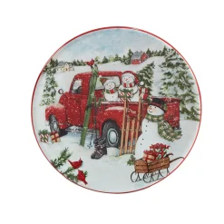 Certified International Red Truck Snowman 4-pc. Canape Plate Set -Mikasa Sales 5829258 ALT3