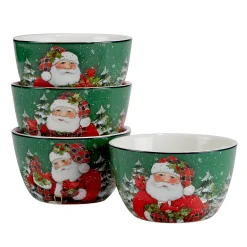 Certified International Christmas Lodge Santa 4-pc. Ice Cream Bowl Set