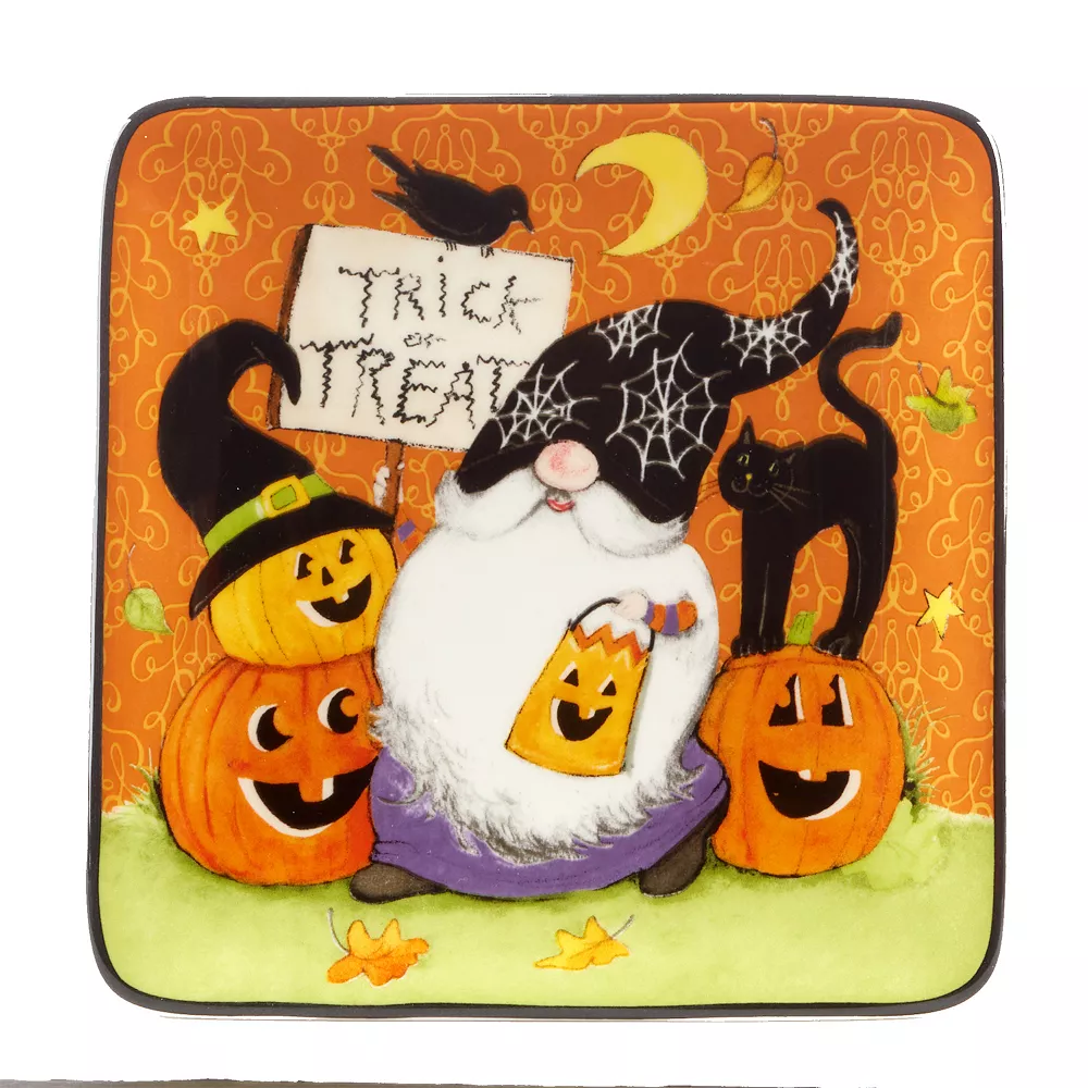 Certified International Halloween Gnomes 4-pc. Canape Plate Set 4 Certified International Halloween Gnomes 4-pc. Canape Plate Set - Image 4