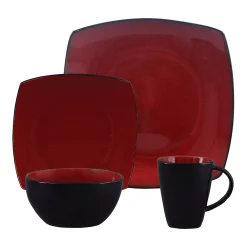 Gibson Cuisine Gibson Soho Lounge 16 Piece Reactive Glaze Dinnerware Plates, Bowls, & Mugs, Red -Mikasa Sales 5946954 ALT2