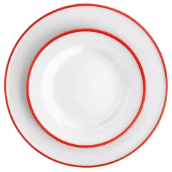 Martha Stewart Red Rimmed Fine Ceramic 16 Piece Dinnerware Set -Mikasa Sales 5959438 ALT2