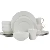 Elama Jasmine 16 Piece Porcelain Dinnerware Set In White