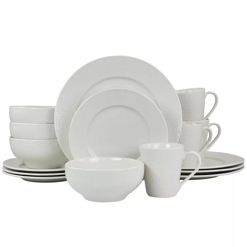 Elama Jasmine 16 Piece Porcelain Dinnerware Set In White 1 Elama Jasmine 16 Piece Porcelain Dinnerware Set In White
