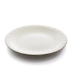 Elama Countess 16 Piece Embossed Double Bowl Stoneware Dinnerware Set In Ivory -Mikasa Sales 5959699 ALT2