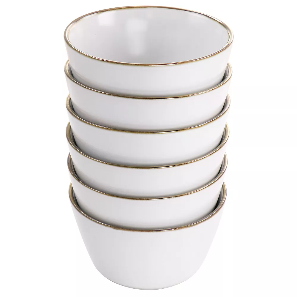 Elama Arthur 6 Piece Stoneware Bowl Set In Matte White With Gold Rim 2 Elama Arthur 6 Piece Stoneware Bowl Set In Matte White With Gold Rim - Image 2