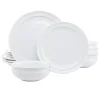 Martha Stewart 12 Piece Fine Ceramic Rimmed Dinnerware Set In White