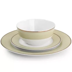 Martha Stewart Gibson Everyday Gold Rimmed 12 Piece Fine Ceramic Dinnerware Set 6 Martha Stewart Gibson Everyday Gold Rimmed 12 Piece Fine Ceramic Dinnerware Set -Mikasa Sales 5959887 ALT2