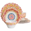 Laurie Gates California Designs Tamayo 12 Piece Melamine Dinnerware Set In Multi-Color