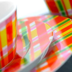 Oui By French Bull Multicolor Plaid 16 Piece Round Porcelain Dinnerware Set -Mikasa Sales 5960778 ALT2