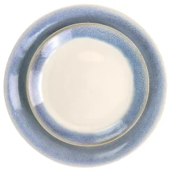 Martha Stewart Gibson Everyday 12 Piece Reactive Glaze Rimmed Stoneware Dinnerware Set In Blue -Mikasa Sales 5960788 ALT3