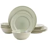 Martha Stewart 12 Piece Reactive Glaze Stoneware Dinnerware Set In Sharkey Grey