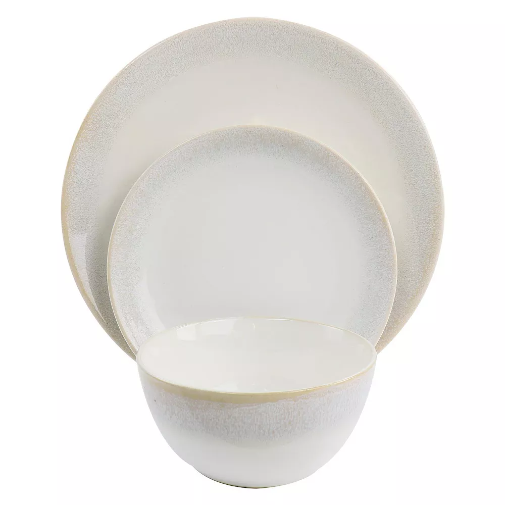 Martha Stewart 12 Piece Round Stoneware Dinnerware Set With Taupe Rim 2 Martha Stewart 12 Piece Round Stoneware Dinnerware Set With Taupe Rim - Image 2