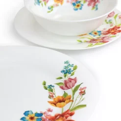 Gibson Ultra Blooming Rose 12 Piece Tempered Opal Glass Dinnerware Set -Mikasa Sales 5960845 ALT3