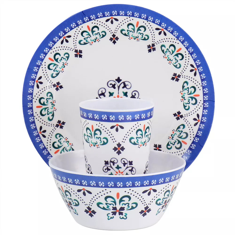 Gibson Everyday Alhambra Blues 12 Piece Melamine Dinnerware Set In Blue And White 2 Gibson Everyday Alhambra Blues 12 Piece Melamine Dinnerware Set In Blue And White - Image 2