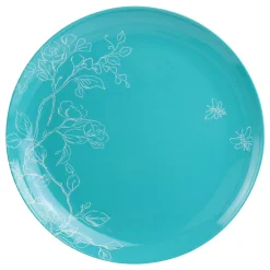 Martha Stewart 12 Piece Leafy Floral Melamine Dinnerware Set In Turquoise -Mikasa Sales 5961094 ALT3