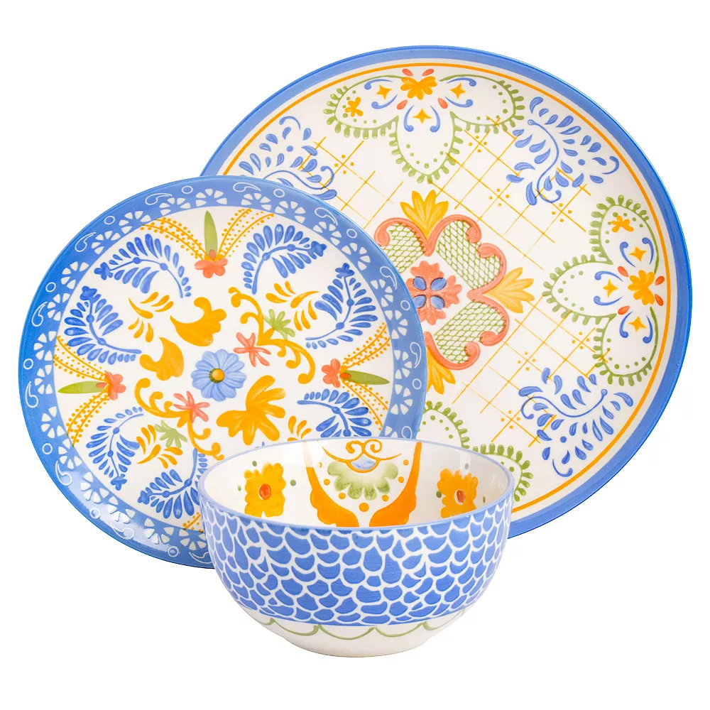 Laurie Gates Tierra Tile 12 Piece Round Stoneware Dinnerware Set In Assorted Designs 2 Laurie Gates Tierra Tile 12 Piece Round Stoneware Dinnerware Set In Assorted Designs - Image 2