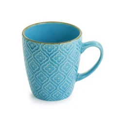 Elama Aqualite 16 Piece Embossed Stoneware Dinnerware Set In Teal -Mikasa Sales 5961174 ALT3