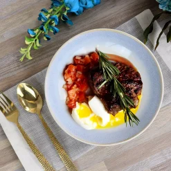 Martha Stewart Blue Rim 8.25 Inch 6 Piece Stoneware Dinner Bowl Set -Mikasa Sales 5971800 ALT2