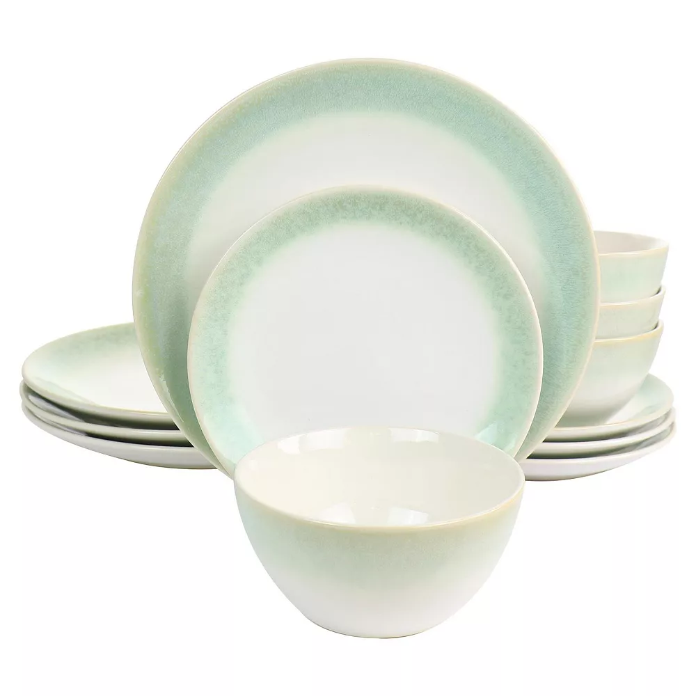 Martha Stewart 12 Piece Perry Street Piece Dinnerware Set With Green Trim 1 Martha Stewart 12 Piece Perry Street Piece Dinnerware Set With Green Trim