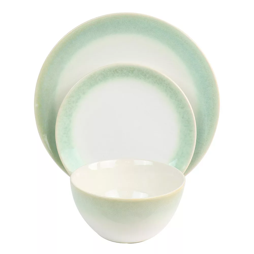 Martha Stewart 12 Piece Perry Street Piece Dinnerware Set With Green Trim 2 Martha Stewart 12 Piece Perry Street Piece Dinnerware Set With Green Trim - Image 2