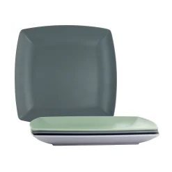 Gibson Home Grayson 4 Piece 8.5 Inch Square Melamine Dessert Plate Set In Assorted Colors