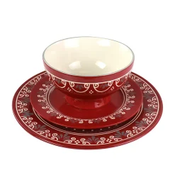 Gibson Elite Coloma 12 Piece Stoneware Dinnerware Set In Red -Mikasa Sales 5983510 ALT3