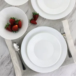Gibson Ultra Patio 12 Piece Tempered Opal Glass Dinnerware Set In White -Mikasa Sales 5984294 ALT4