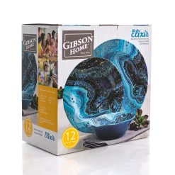Gibson Home Elixir 12 Piece Melamine Dinnerware Set In Blue -Mikasa Sales 5985604 ALT3