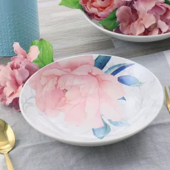 Martha Stewart Gibson Everyday Peony 2 Piece 9 Inch Fine Ceramic Dinner Bowl Set In Pink -Mikasa Sales 5990725 ALT3
