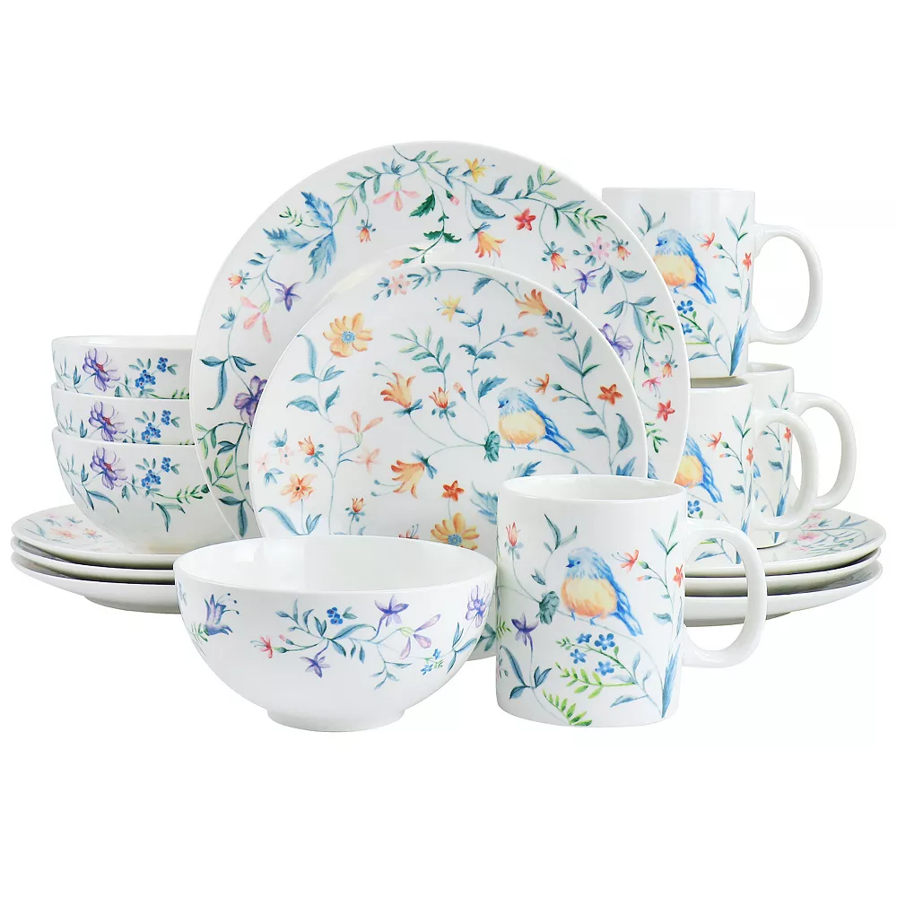 Gibson Home Butterfly Floral 16 Piece Fine Ceramic Dinnerware Set 1 Gibson Home Butterfly Floral 16 Piece Fine Ceramic Dinnerware Set